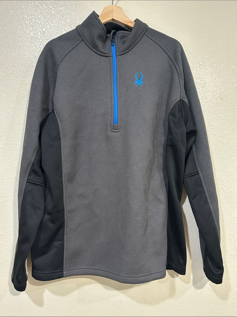 SPYDER  Mens Gray Black Half-Zip Ribbed Pullover Sweater Sz XL